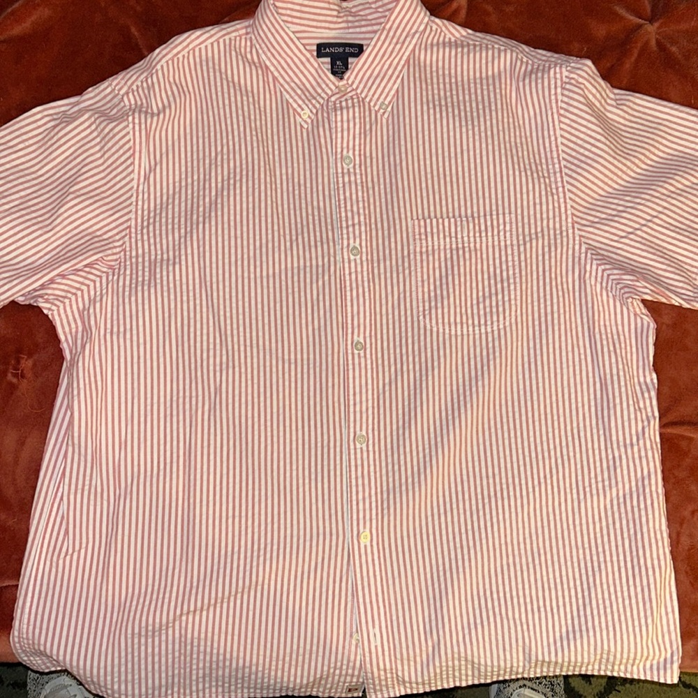 Lands’ end short sleeve poplin button down shirt